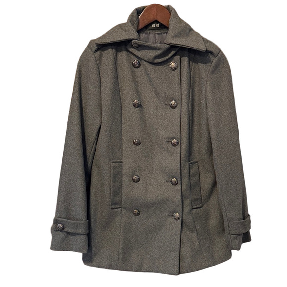Lao Zhou Winter Gray Pea Coat Size S - Picture 2 of 4
